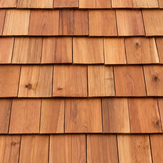 Close-up of cedar shake roofing